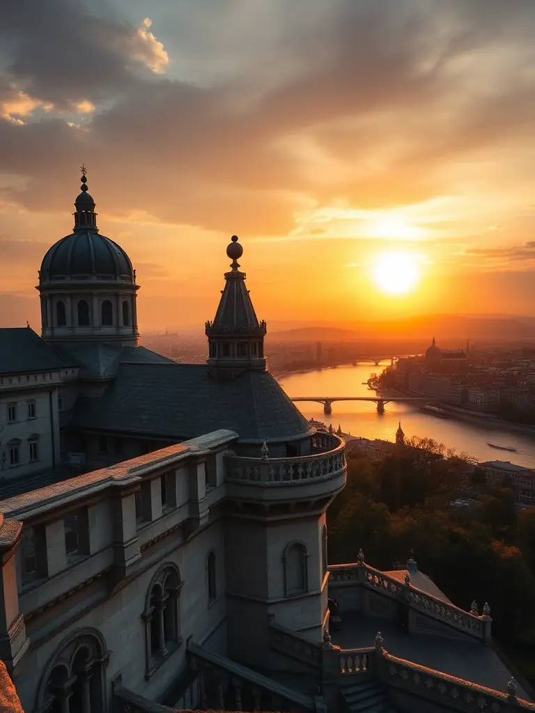 A vibrant photo of Budapest's Fisherman's Bastion at sunset, showcasing the city's architectural beauty and attracting visitors to explore its historical sites.
